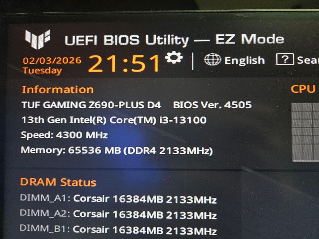 ASUS TUF Gaming Z690-PLUS D4 マザーボード