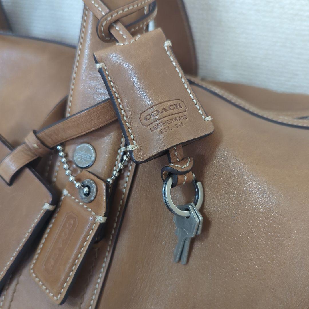 COACH ブラウン レザー ボストンバッグ