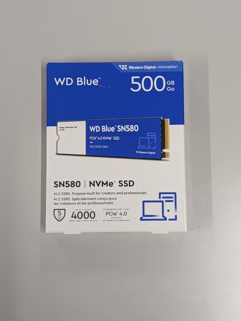 WD Blue SN580 500GB NVMe SSD（使用時間73時間）