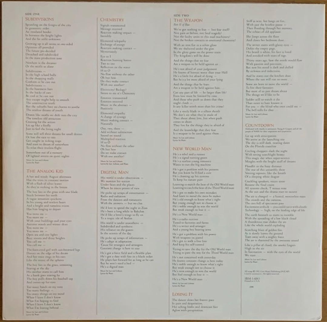 【中古LP】Rush - Signals 米国オリジナル盤（プロモ盤）刻印あり