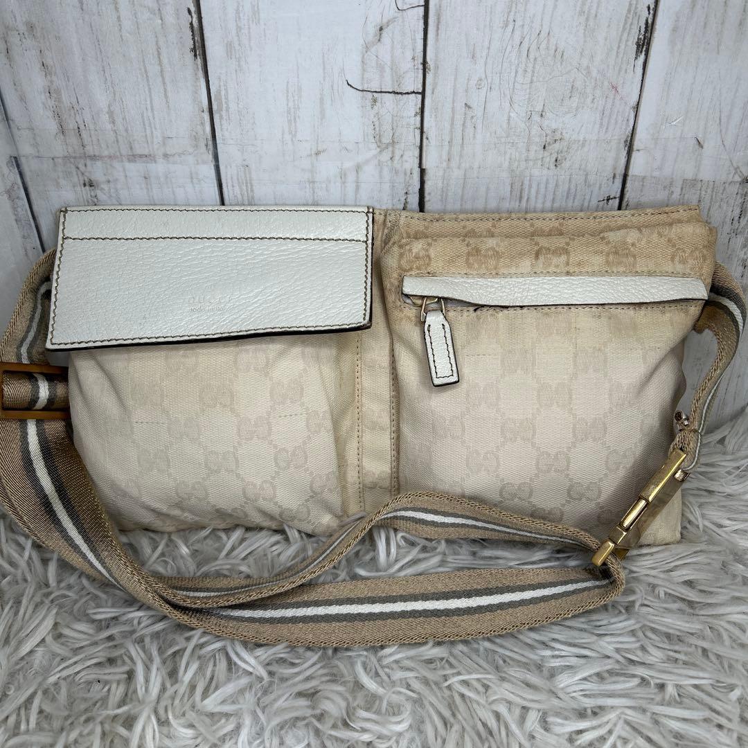 GUCCI GGキャンバス ボディバッグ ウエストポーチ　シェリーライン
