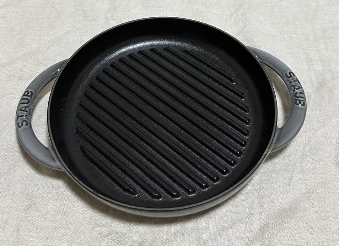 【美品】STAUB ストウブ 22 グリルパン　22cm グレー