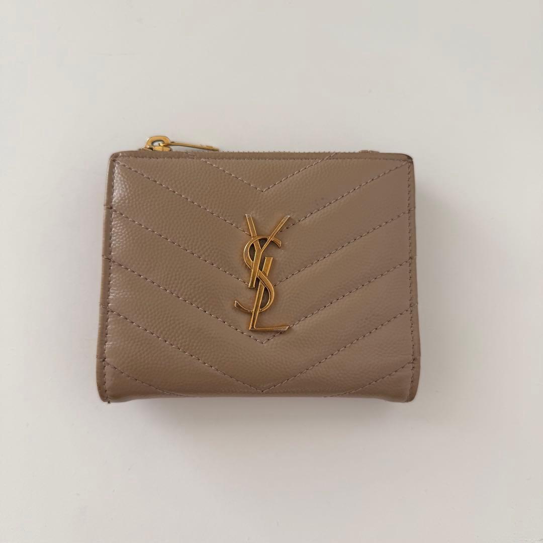 SAINT LAURENT モノグラム バイフォールドウォレット ダークベージュ