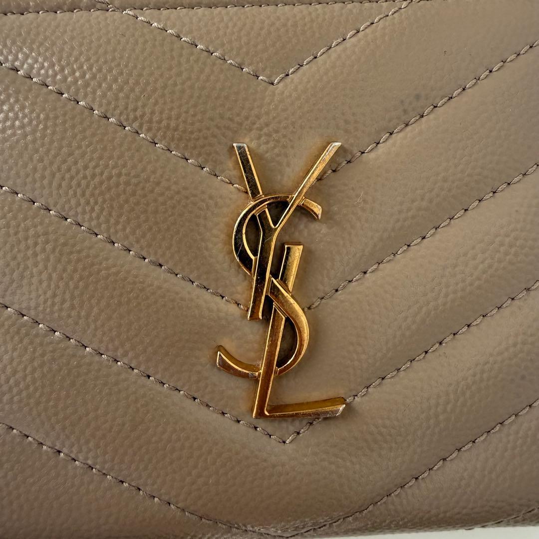 SAINT LAURENT モノグラム バイフォールドウォレット ダークベージュ