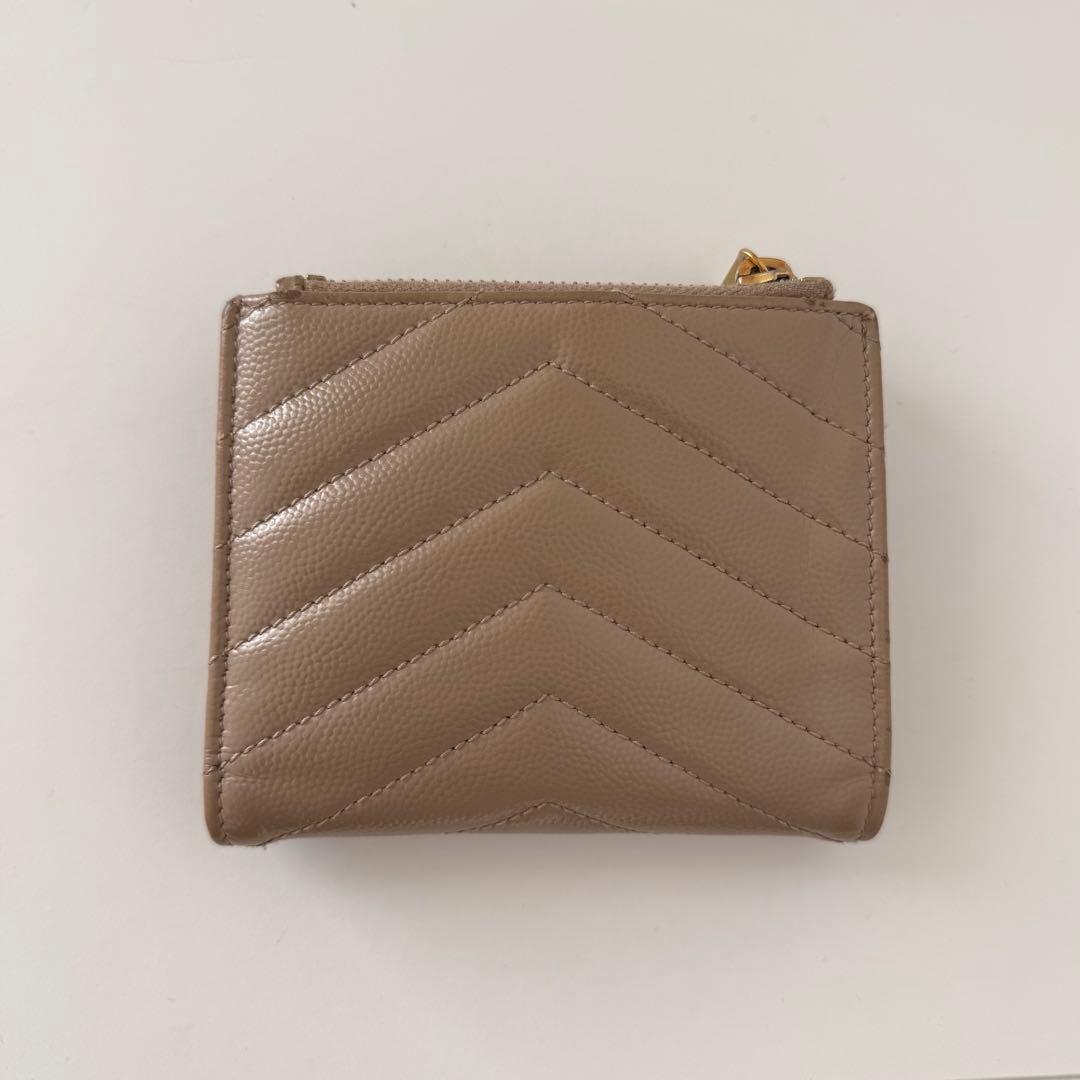 SAINT LAURENT モノグラム バイフォールドウォレット ダークベージュ