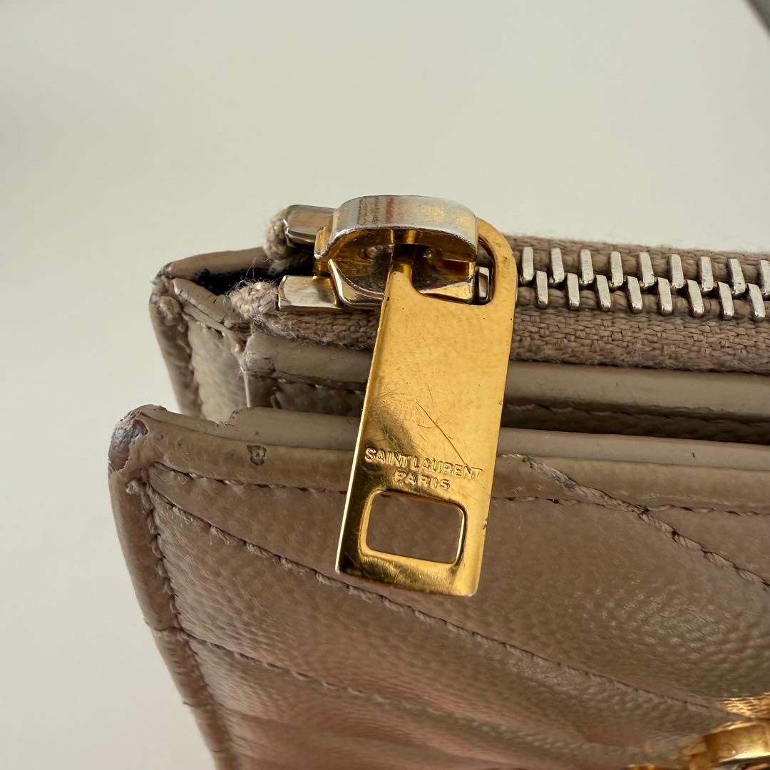 SAINT LAURENT モノグラム バイフォールドウォレット ダークベージュ