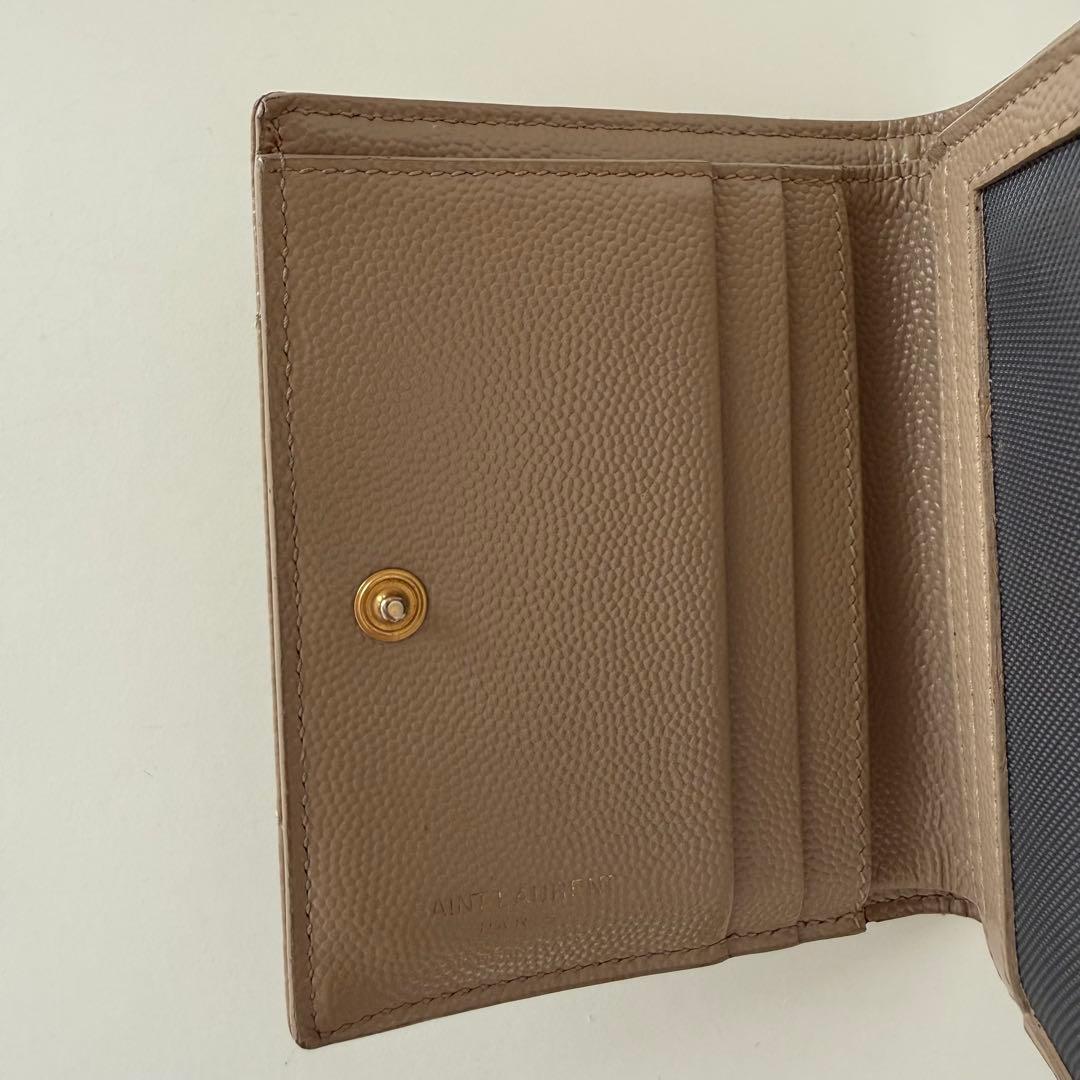 SAINT LAURENT モノグラム バイフォールドウォレット ダークベージュ