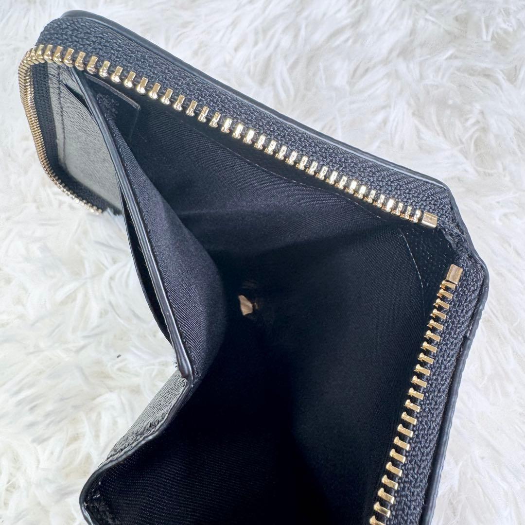 【新品】COACH ラウンドジップ 二つ折り財布 ブラック ゴールドスタッズ