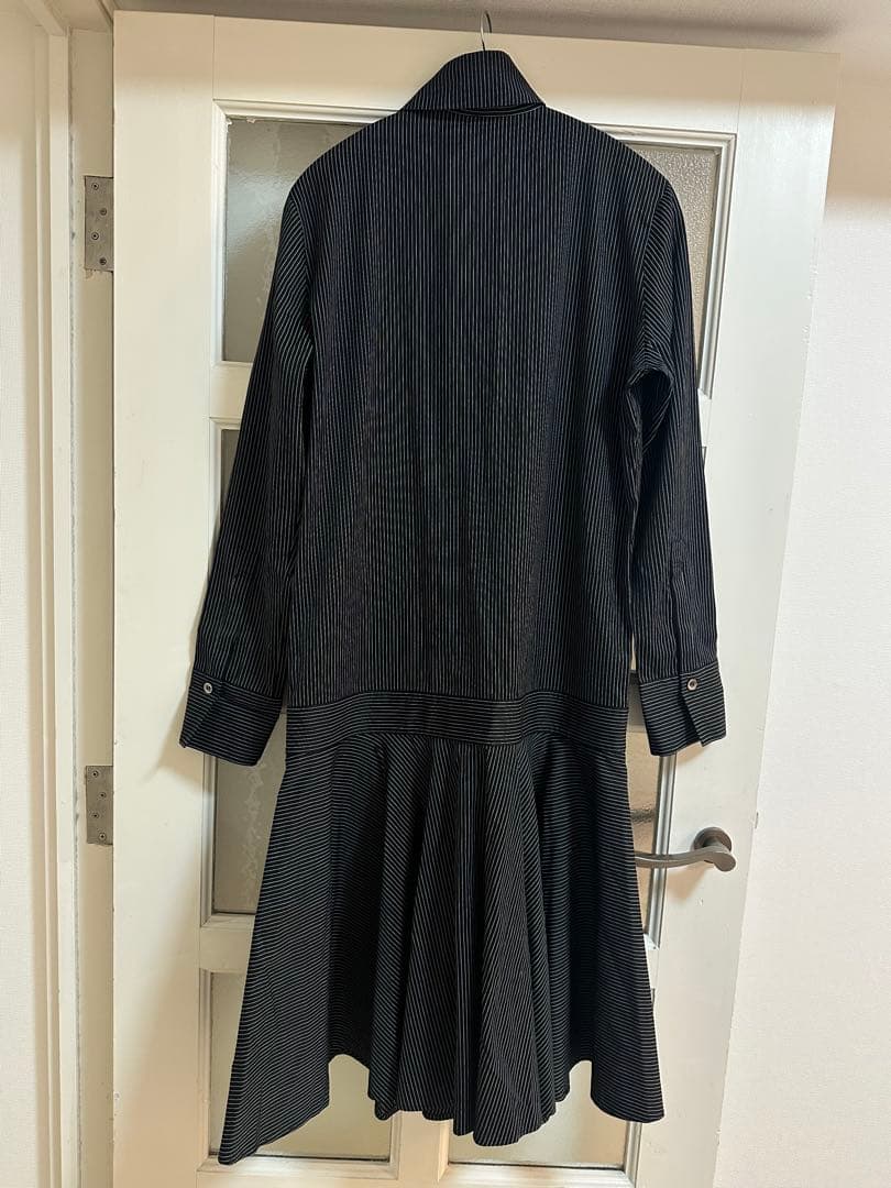 【美品】ワイズ ヨウジヤマモト ストライプ シャツワンピース ロング 黒 2