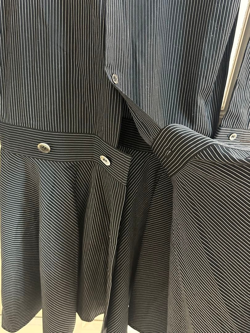 【美品】ワイズ ヨウジヤマモト ストライプ シャツワンピース ロング 黒 2