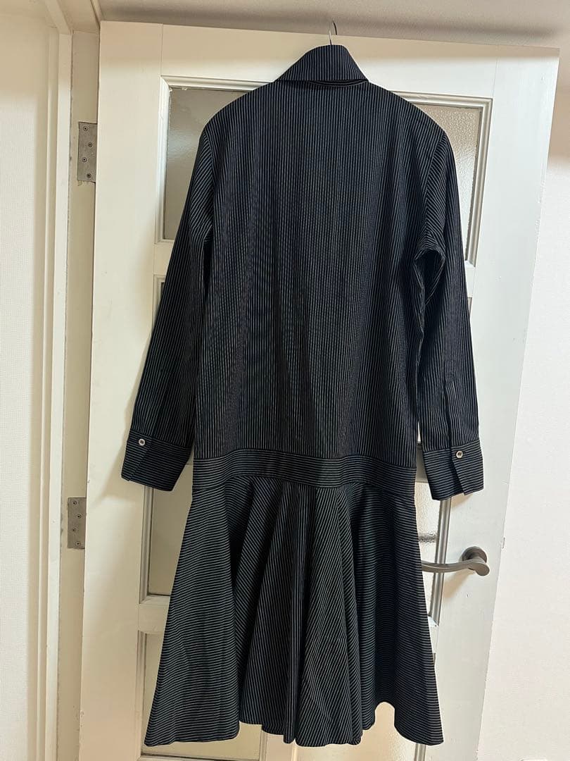 【美品】ワイズ ヨウジヤマモト ストライプ シャツワンピース ロング 黒 2