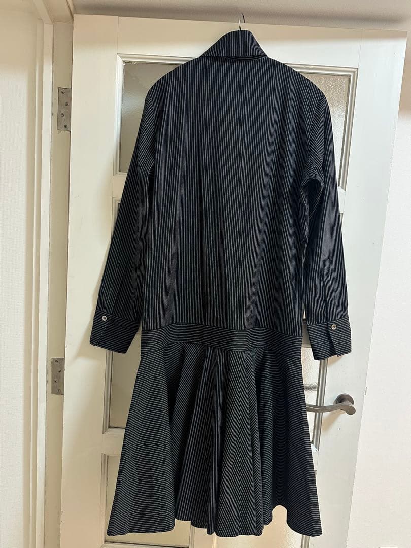 【美品】ワイズ ヨウジヤマモト ストライプ シャツワンピース ロング 黒 2