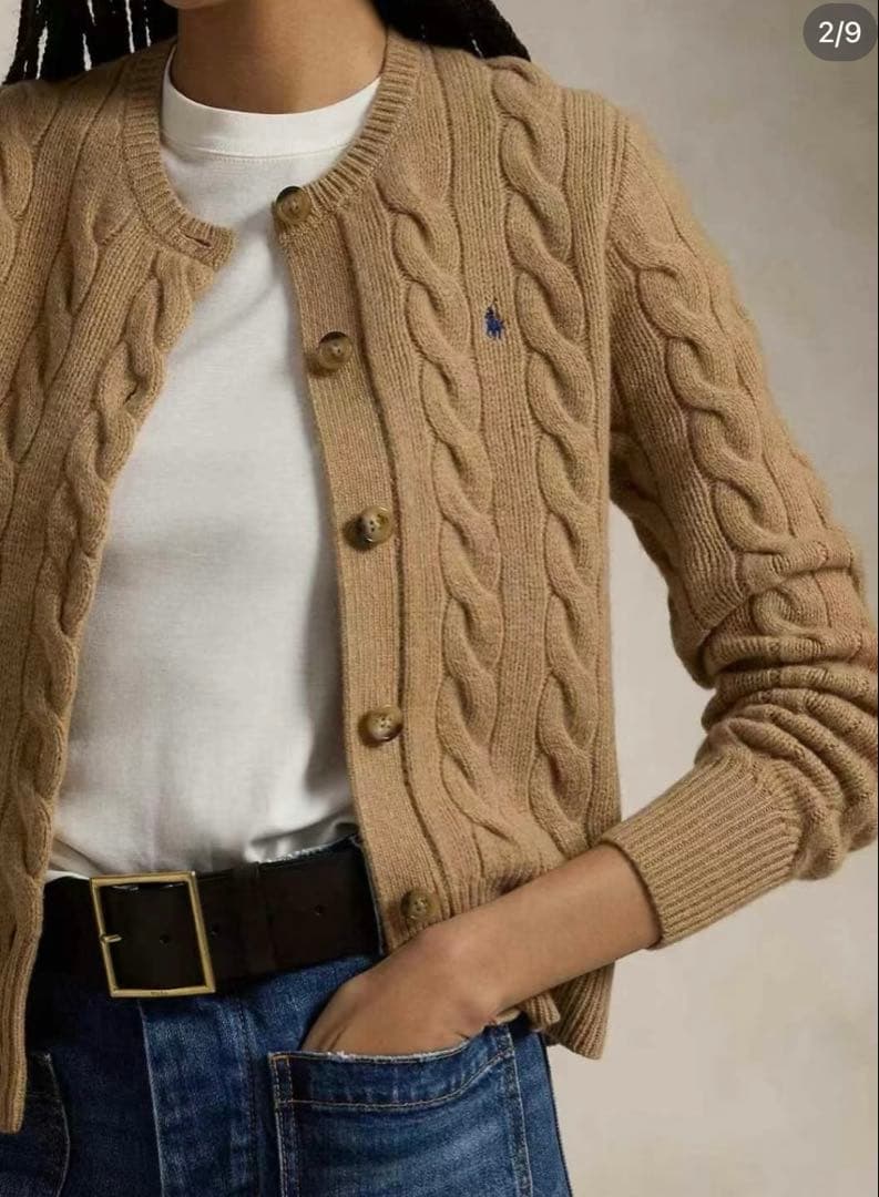 【大人気】POLO RALPH LAUREN：カーディガンウール　ベージュ