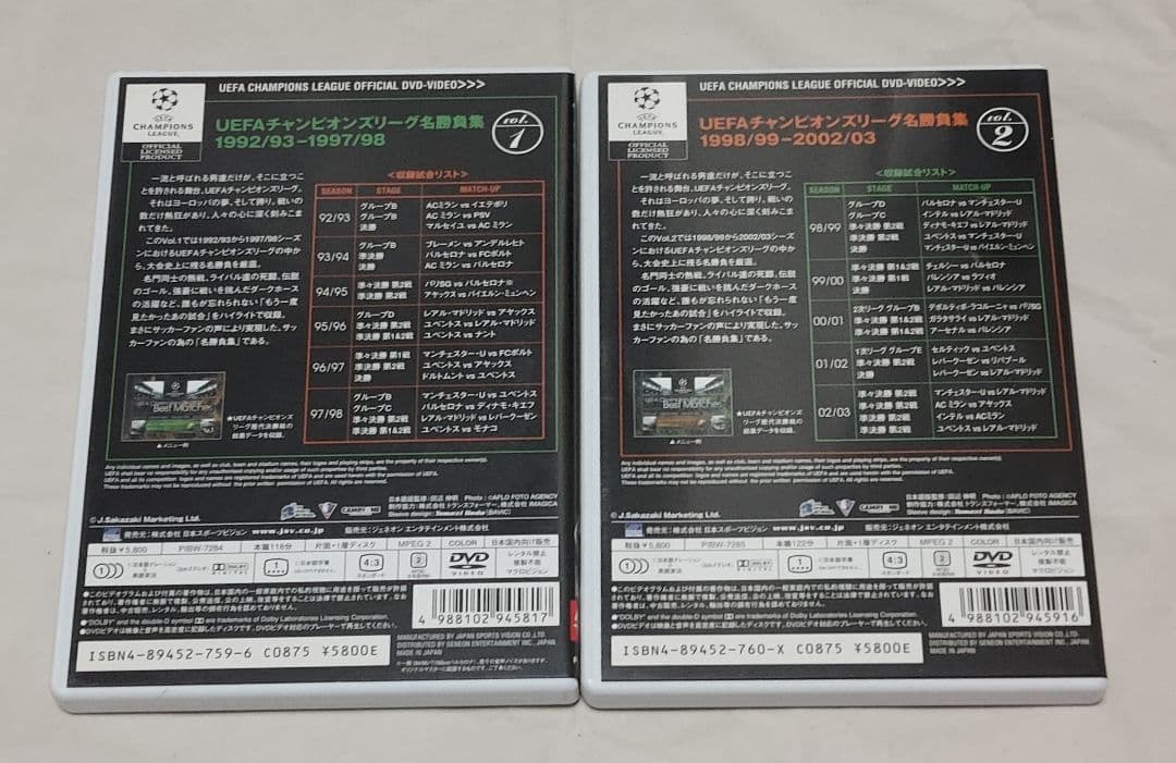 UEFAチャンピオンズリーグ DVD 18本まとめ売り