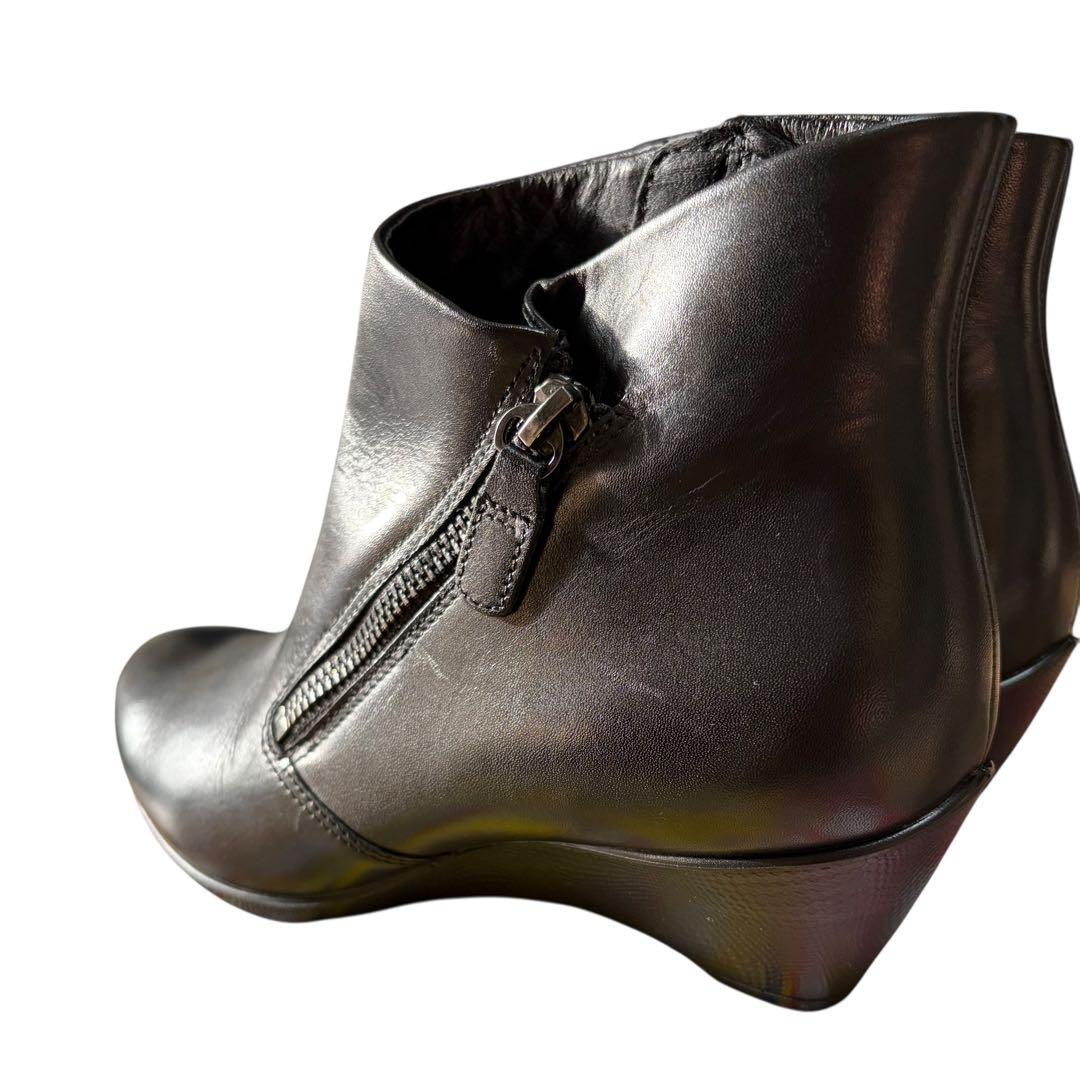 ecco ✨ レザーショートブーツ ゴアテックス 黒 サイドジップ23.5cm