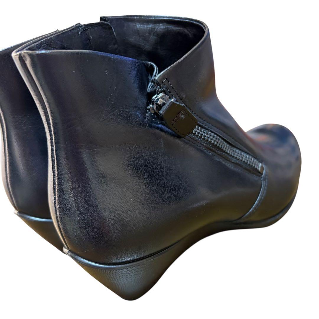 ecco ✨ レザーショートブーツ ゴアテックス 黒 サイドジップ23.5cm
