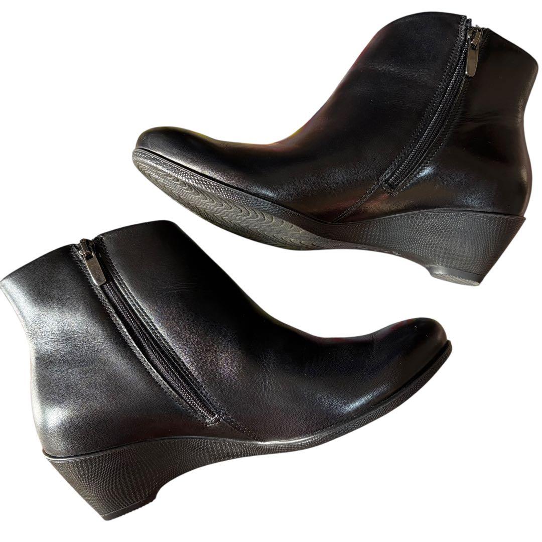 ecco ✨ レザーショートブーツ ゴアテックス 黒 サイドジップ23.5cm