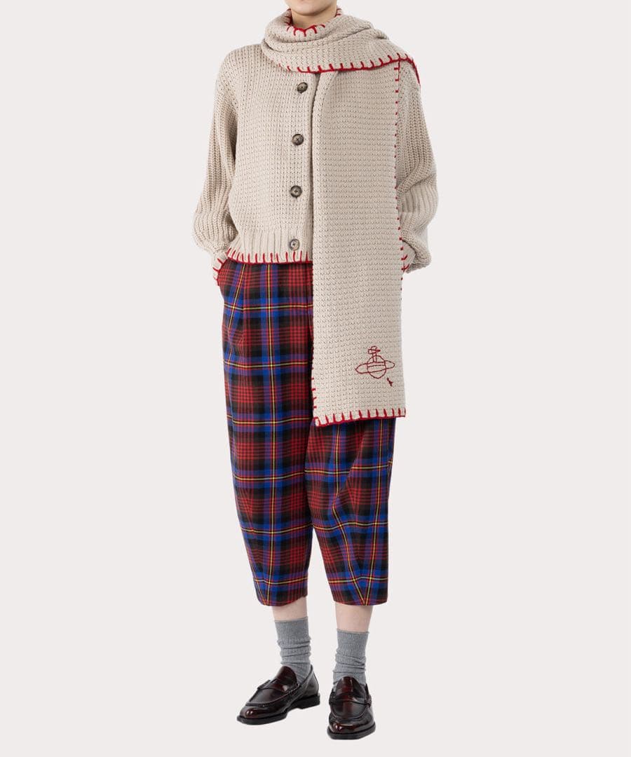 Vivienne Westwoodブランケットステッチ マフラー付きカーディガン