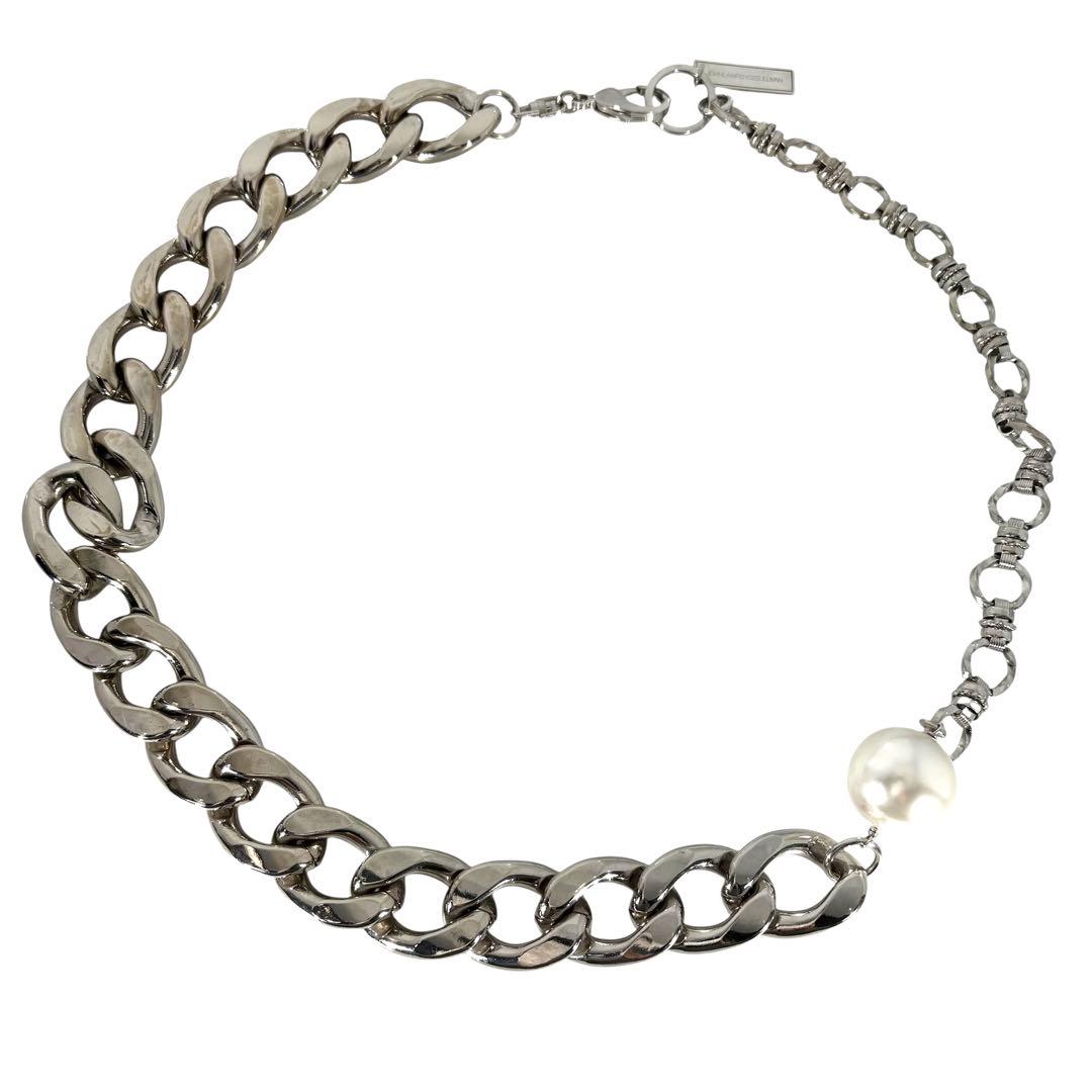 ジョンローレンスサリバン 極太 パール チェーン コンビ ネックレス