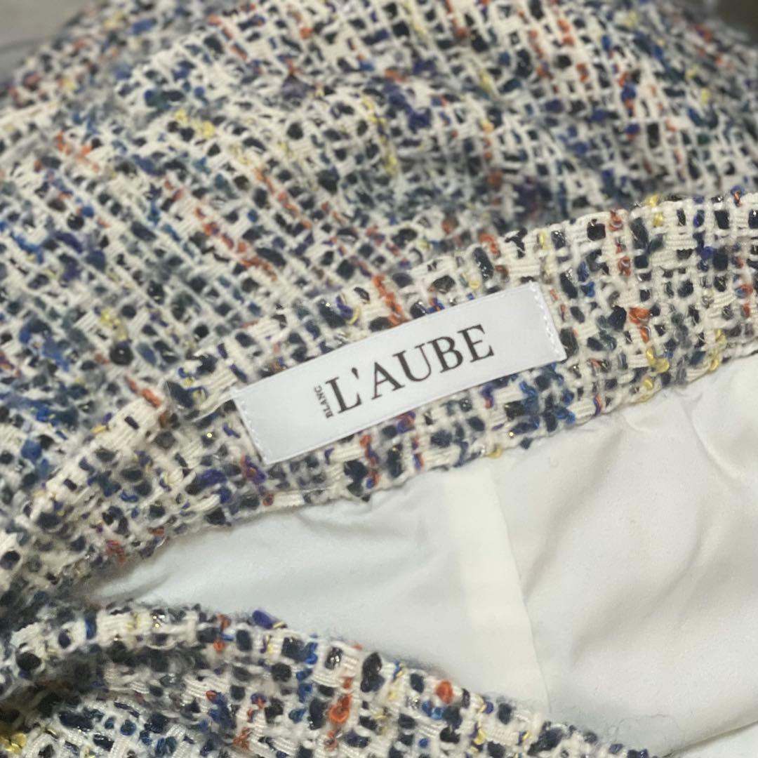 L'AUBE BLANC Mix tweed Pencil skirt Sサイズ