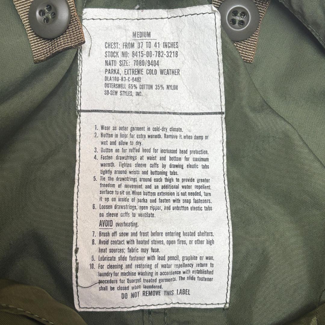良品　M65　米軍実物　前期 フィッシュテールパーカー　GENERALジップ