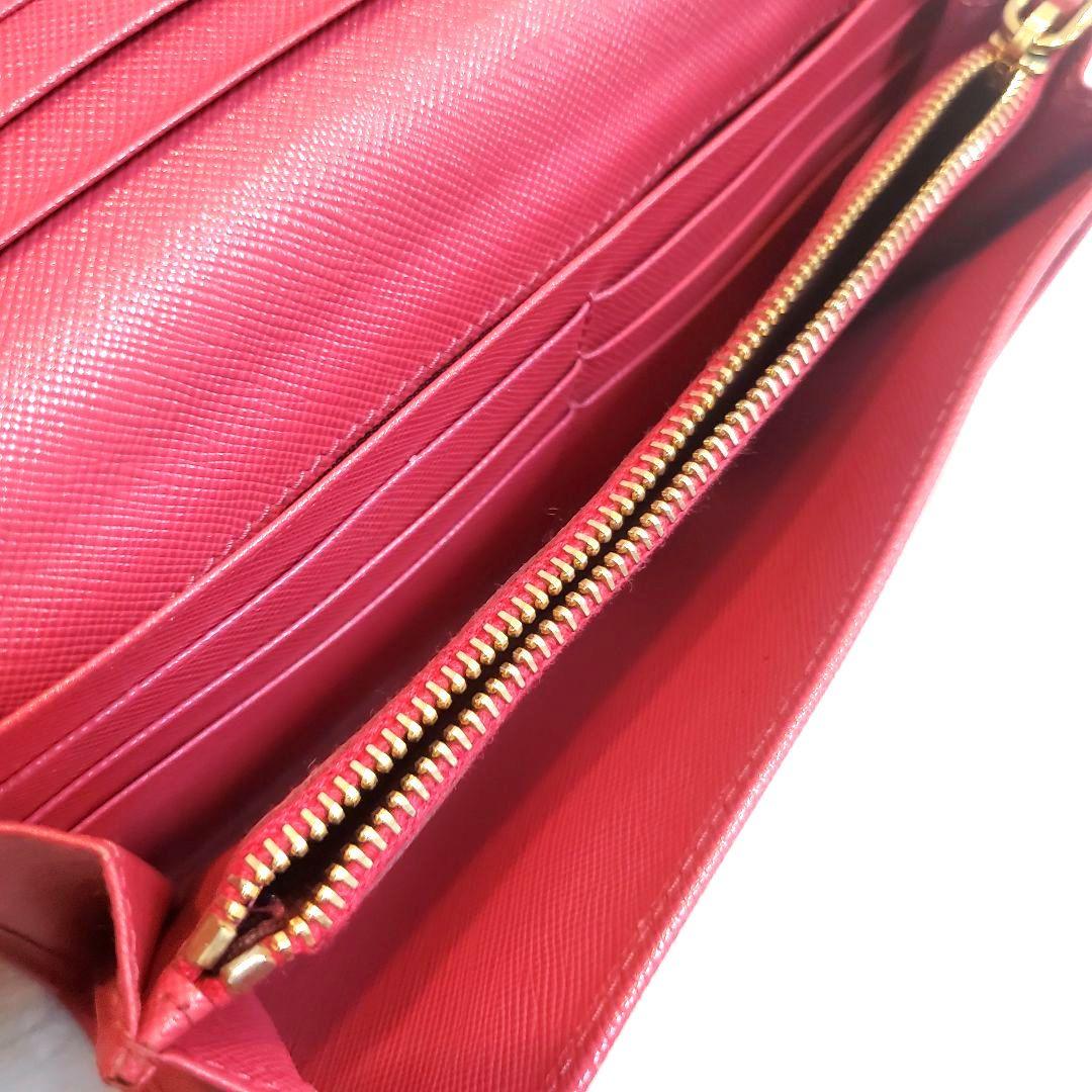 美品 プラダ PRADA 長財布 サフィアーノ レザー ピンク ゴールド金具