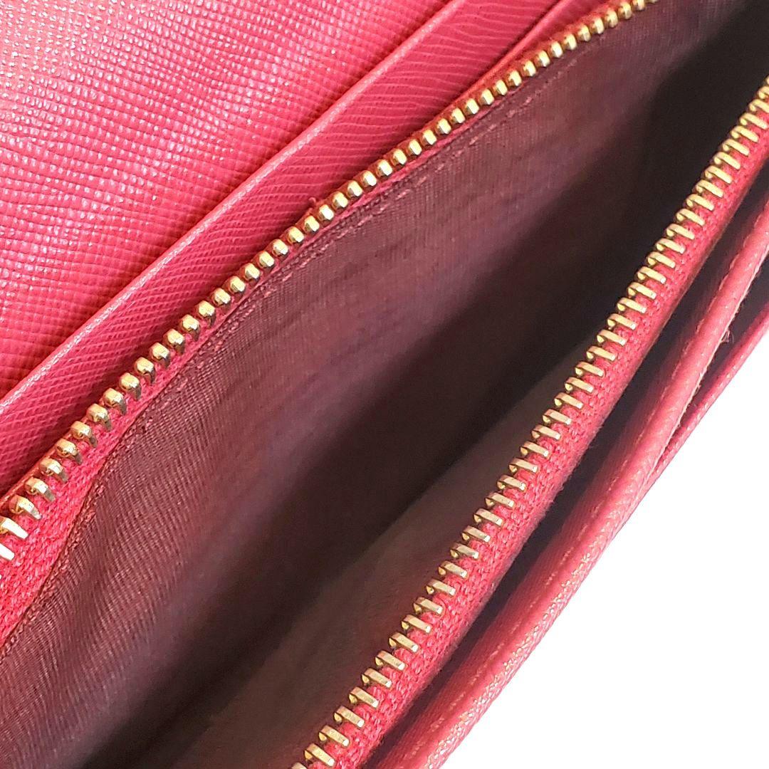 美品 プラダ PRADA 長財布 サフィアーノ レザー ピンク ゴールド金具