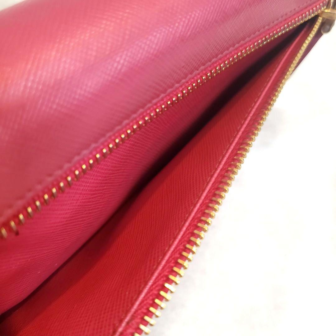 美品 プラダ PRADA 長財布 サフィアーノ レザー ピンク ゴールド金具