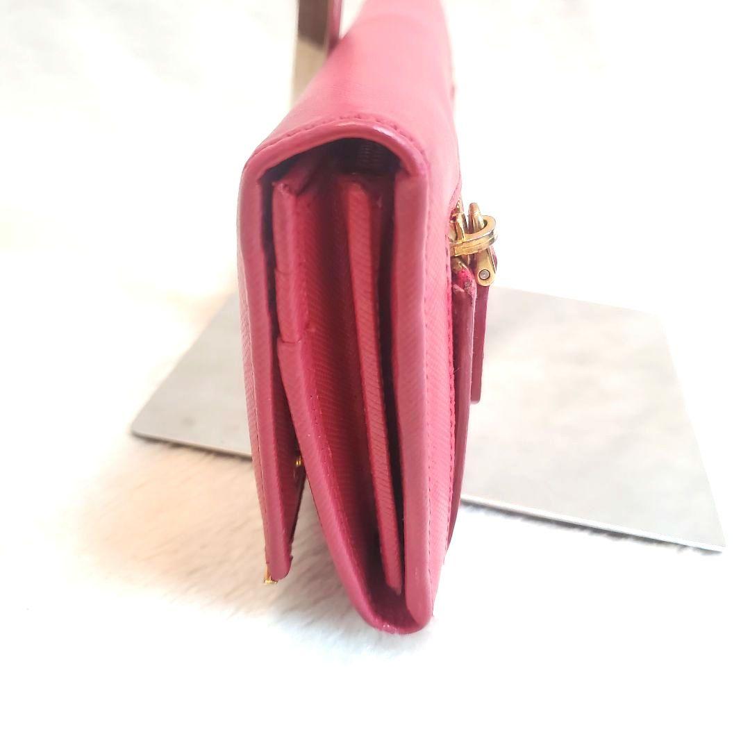 美品 プラダ PRADA 長財布 サフィアーノ レザー ピンク ゴールド金具