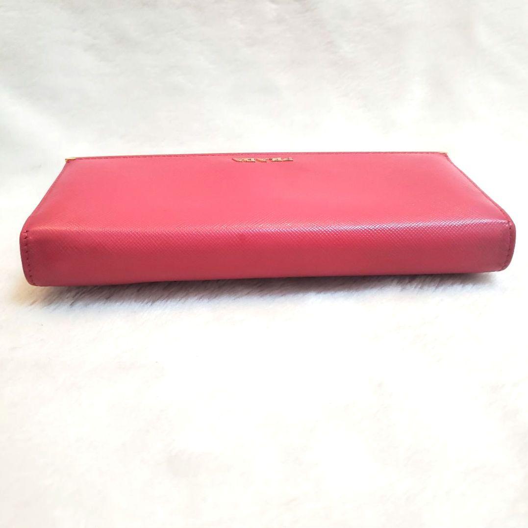 美品 プラダ PRADA 長財布 サフィアーノ レザー ピンク ゴールド金具