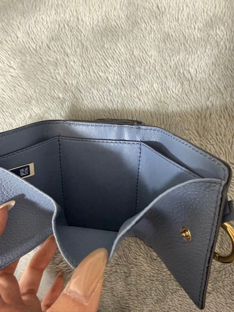 Chloé クロエ 3つ折り財布 ブルー Mチャーム 箱あり 正規品