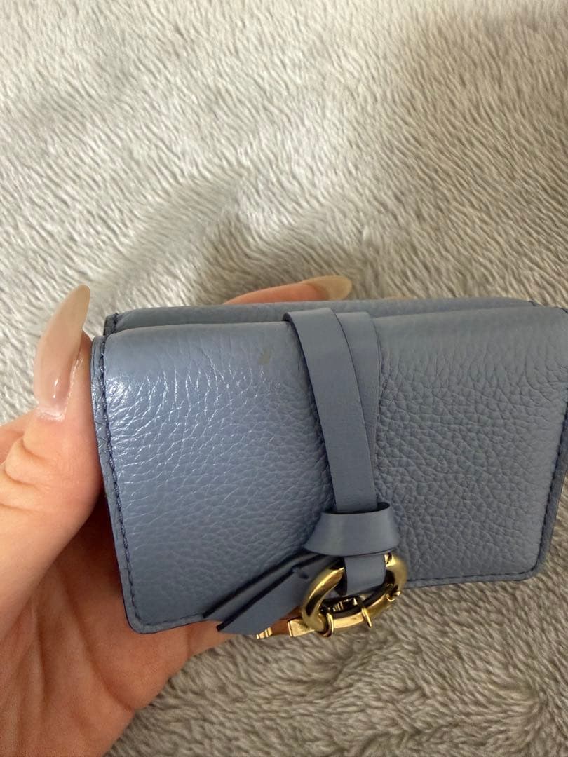 Chloé クロエ 3つ折り財布 ブルー Mチャーム 箱あり 正規品