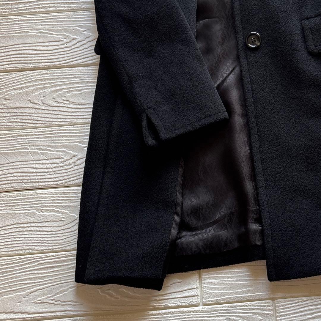 Aquascutum アンゴラ62% ステンカラーコート 8（M）ブラック