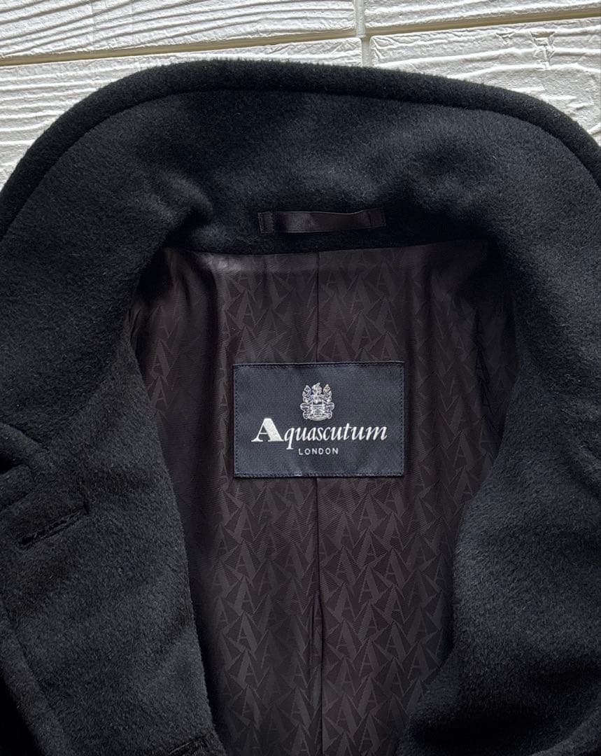 Aquascutum アンゴラ62% ステンカラーコート 8（M）ブラック