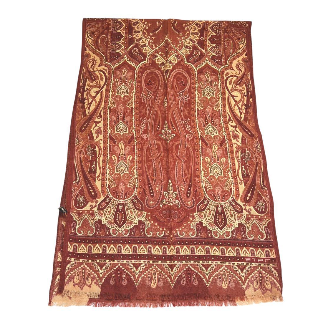 美品 高級✨ETRO エトロ 大判ストール ペイズリー ボタニカル シルク混