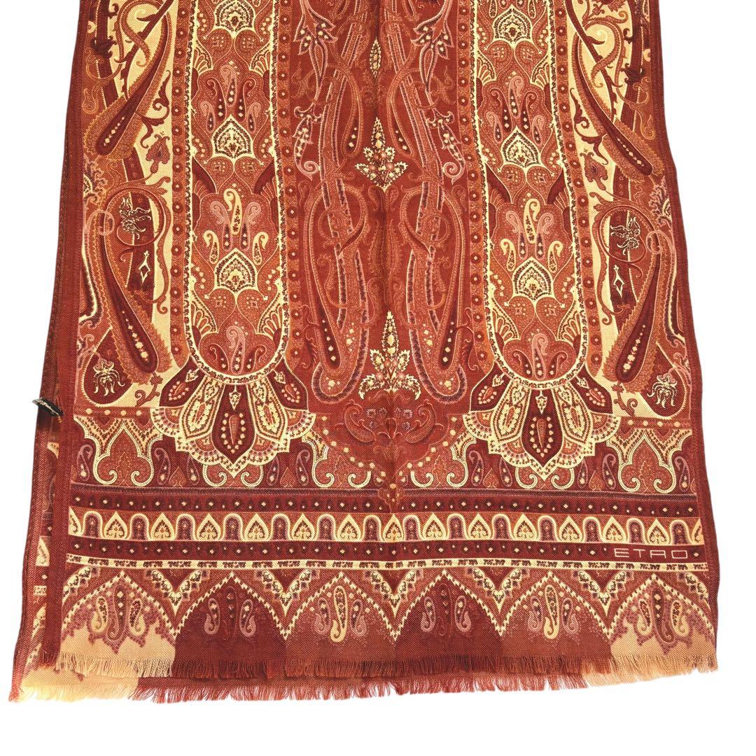 美品 高級✨ETRO エトロ 大判ストール ペイズリー ボタニカル シルク混