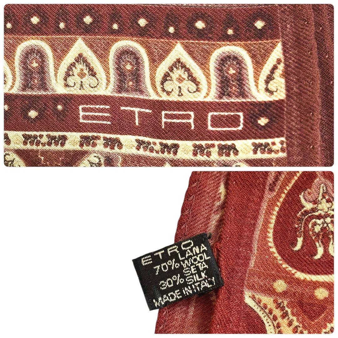 美品 高級✨ETRO エトロ 大判ストール ペイズリー ボタニカル シルク混