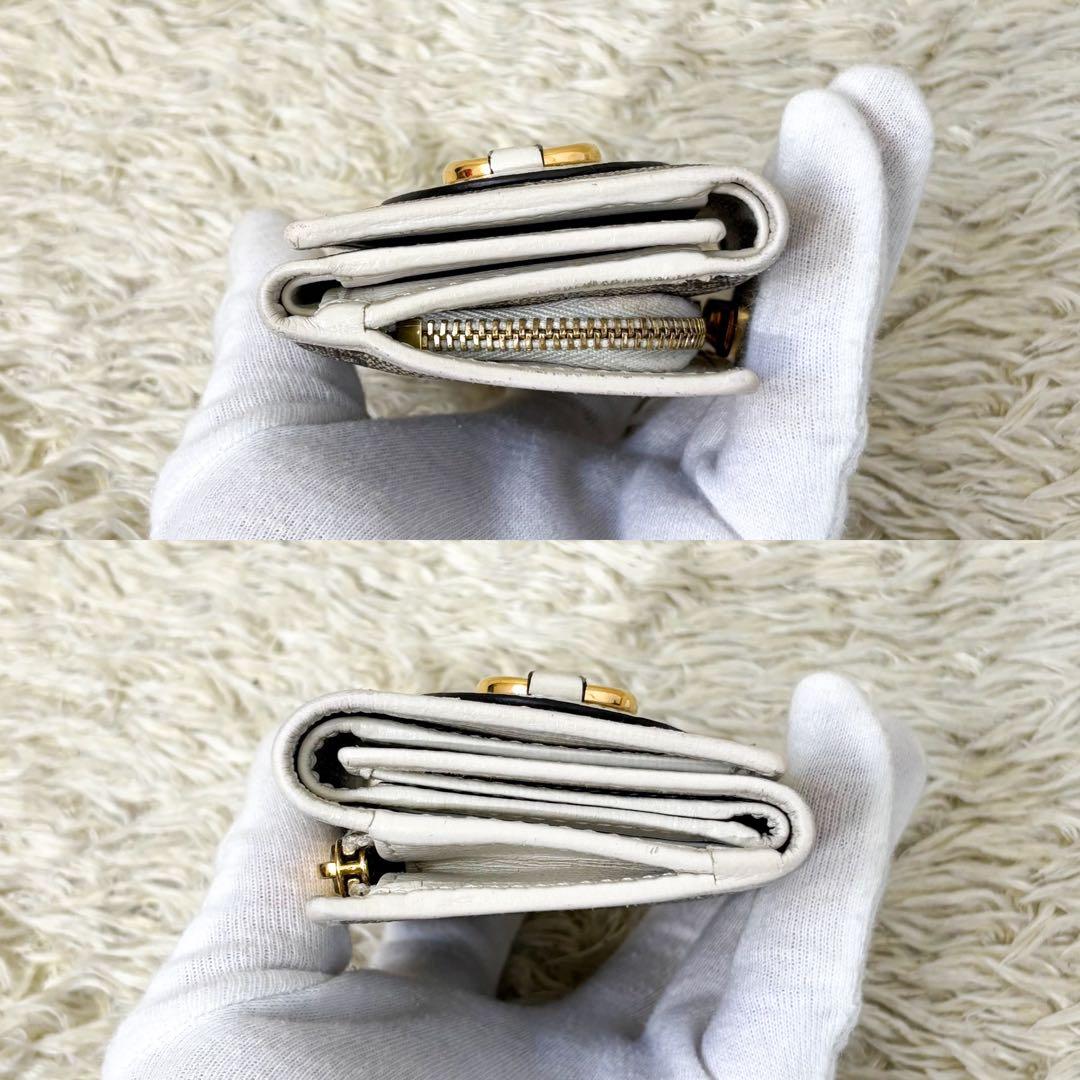 【美品】グッチ 三つ折り財布 GGスプリーム ホースビット コンパクトウォレット