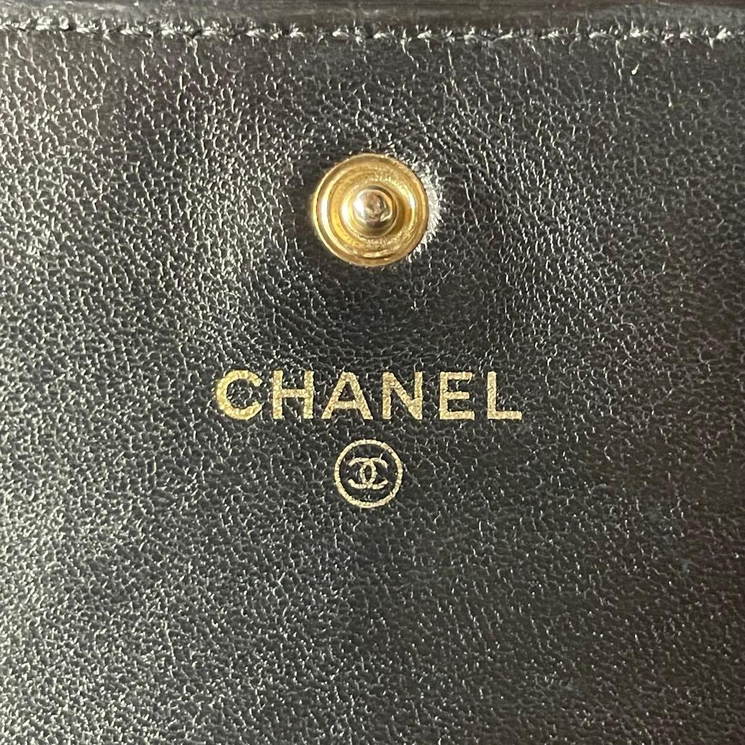CHANEL カメリア レザー 二つ折り 長財布 シール有