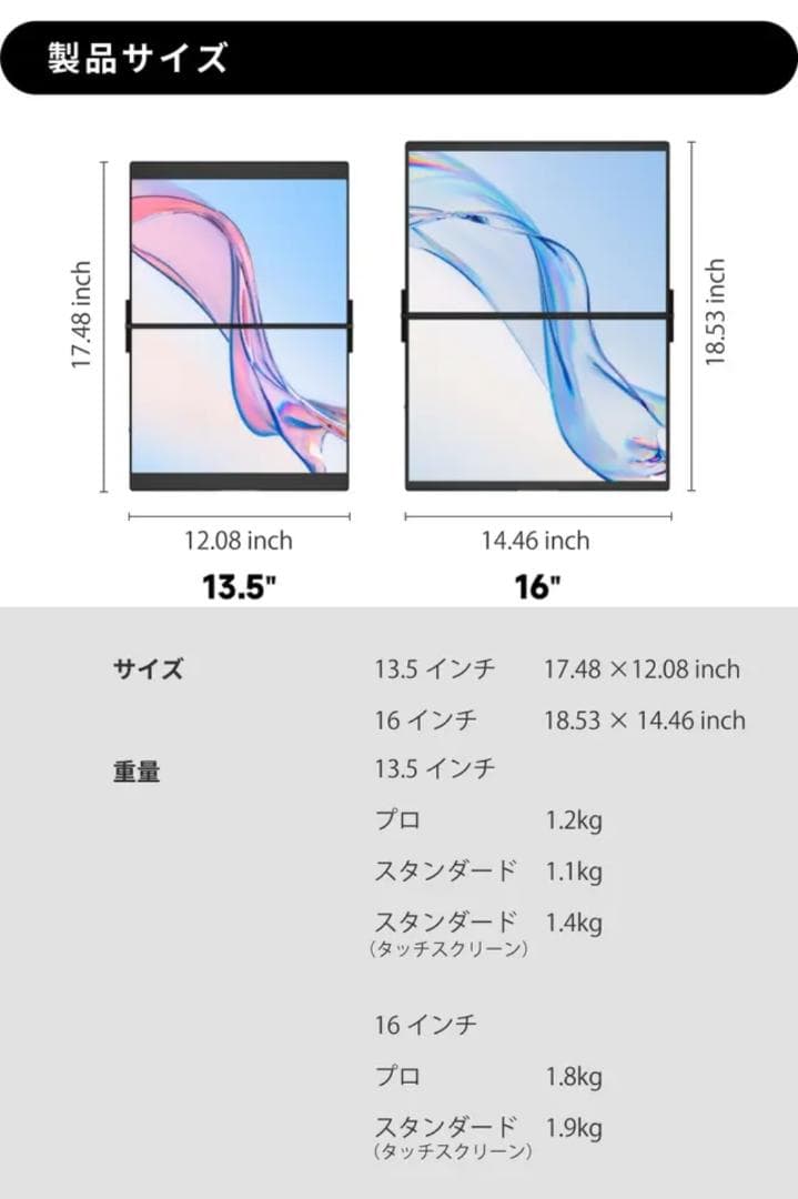 FlipGo 16インチ ポータブルデュアルモニター