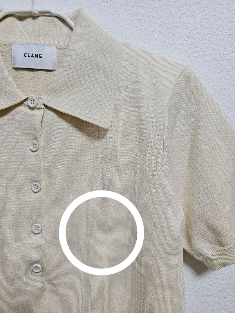 トップス CLANE SHOULDER PADS POLO KNIT TOPS IVORY