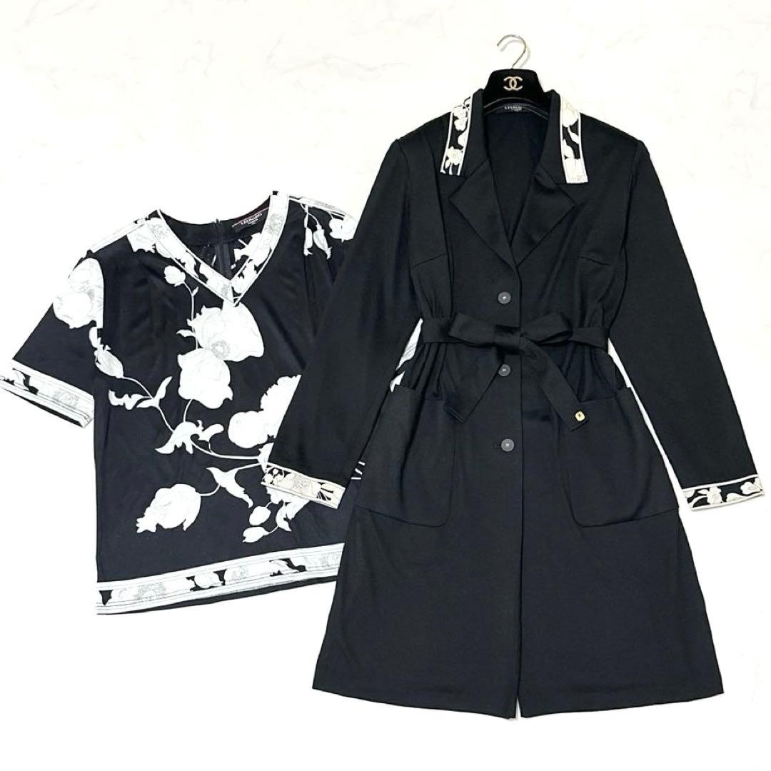極美品✨ レオナール　トップス　花柄　トリム　LL　大きいサイズ　高級　上品