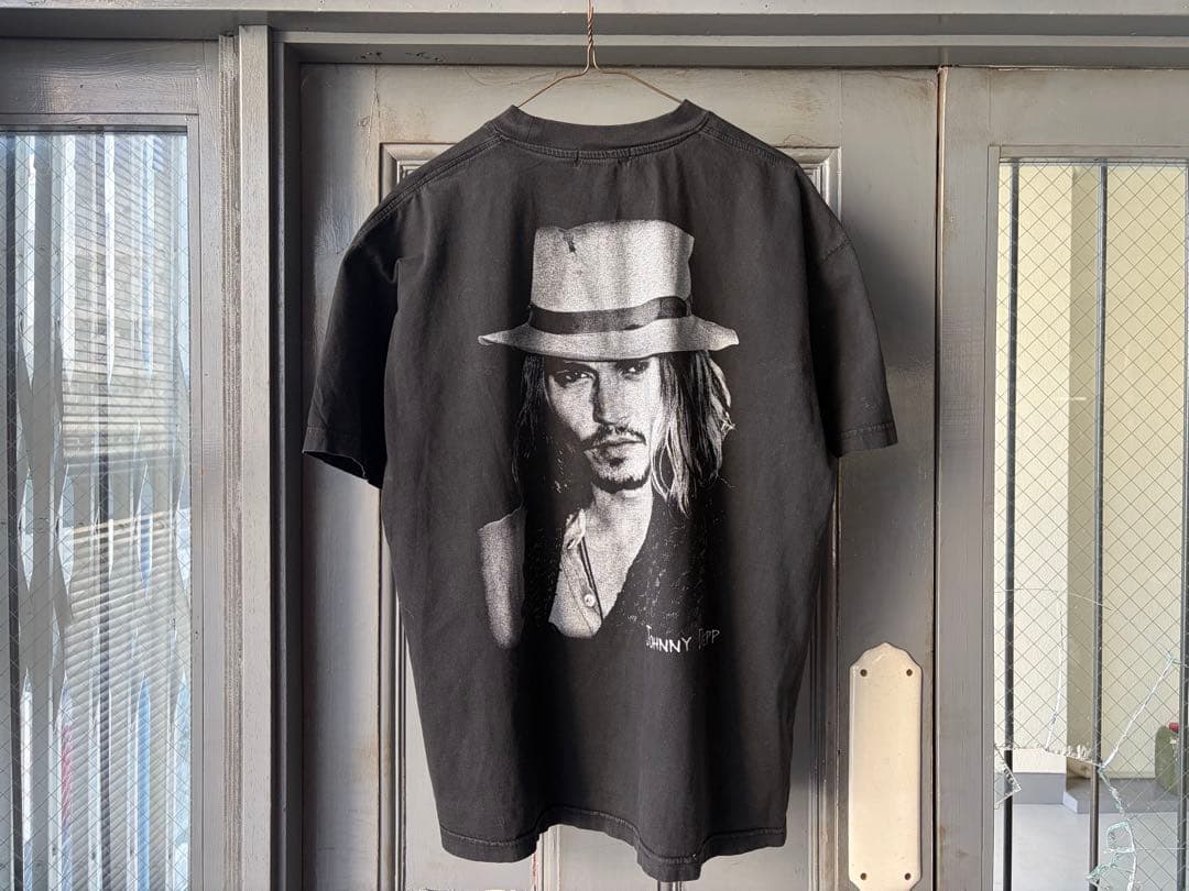00's ジョニー・デップ プリント Tシャツ ブラック
