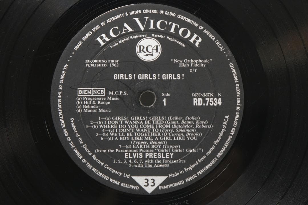 英LP Elvis Presley Girls! Girls! Girls!
