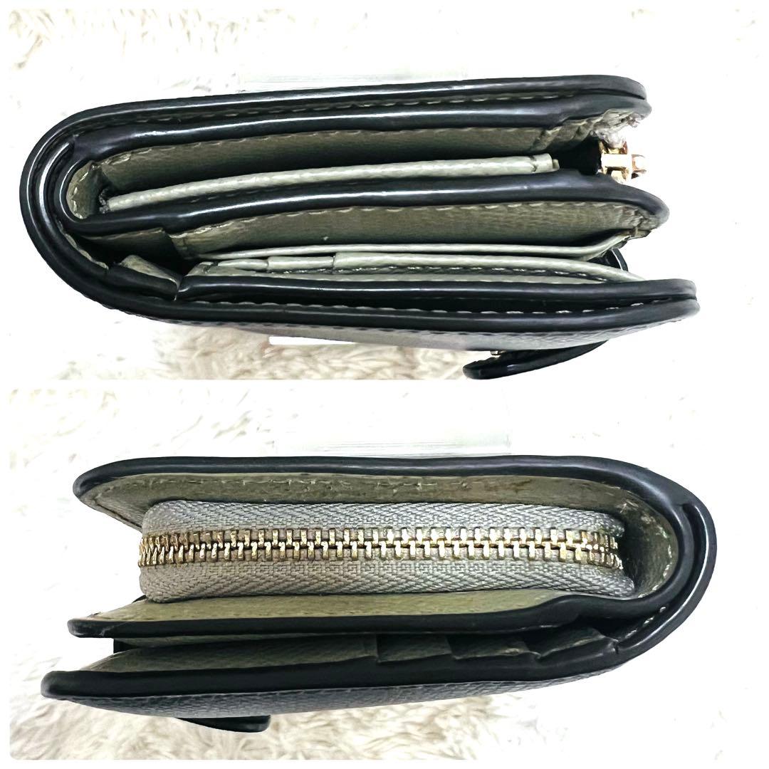 美品　フルラ 二つ折り 財布 カメリア S グレー×ライトグレー