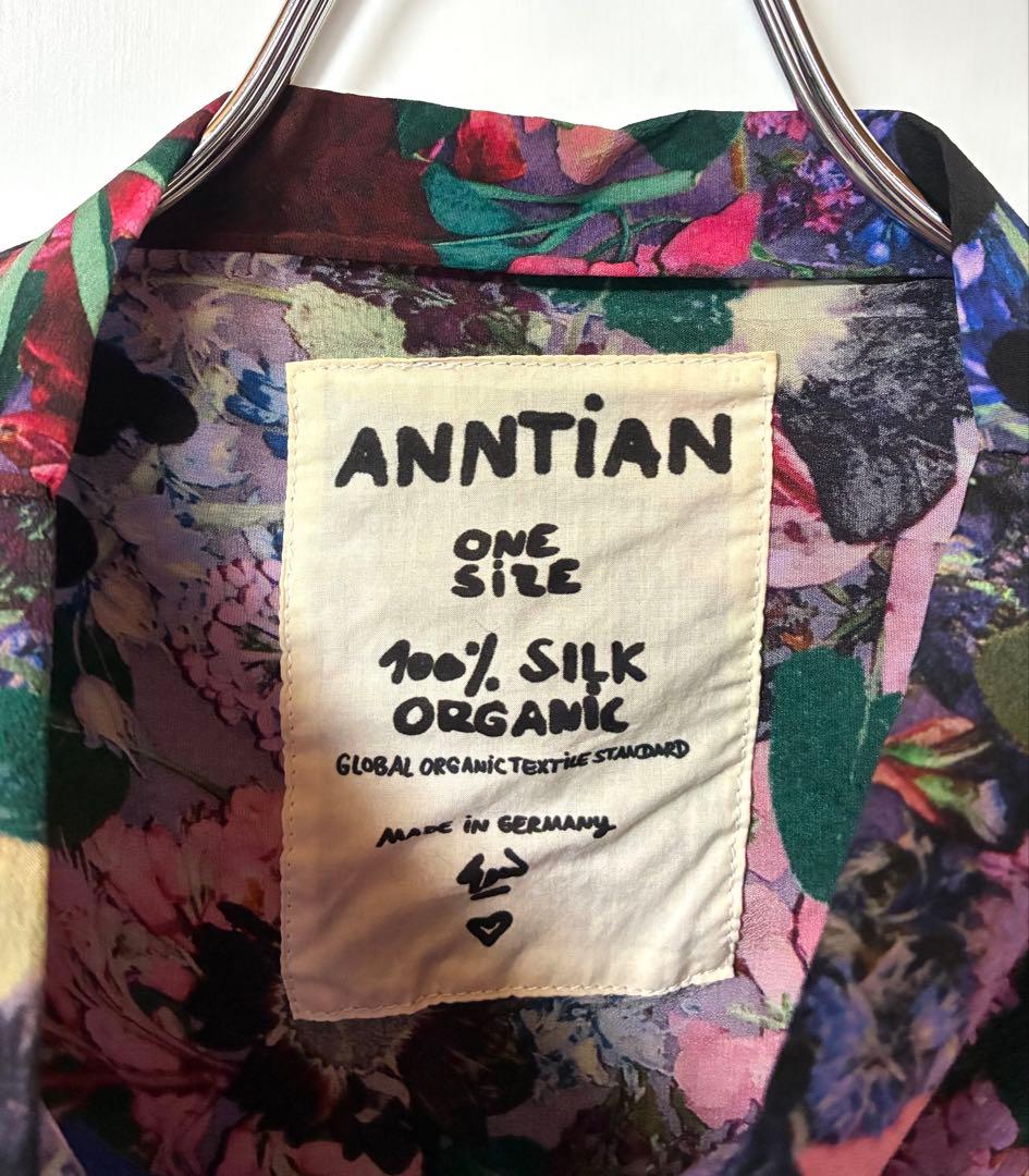 ANNTIAN フラワープリント シルク トップス ワンサイズ