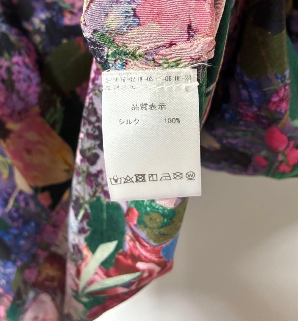 ANNTIAN フラワープリント シルク トップス ワンサイズ