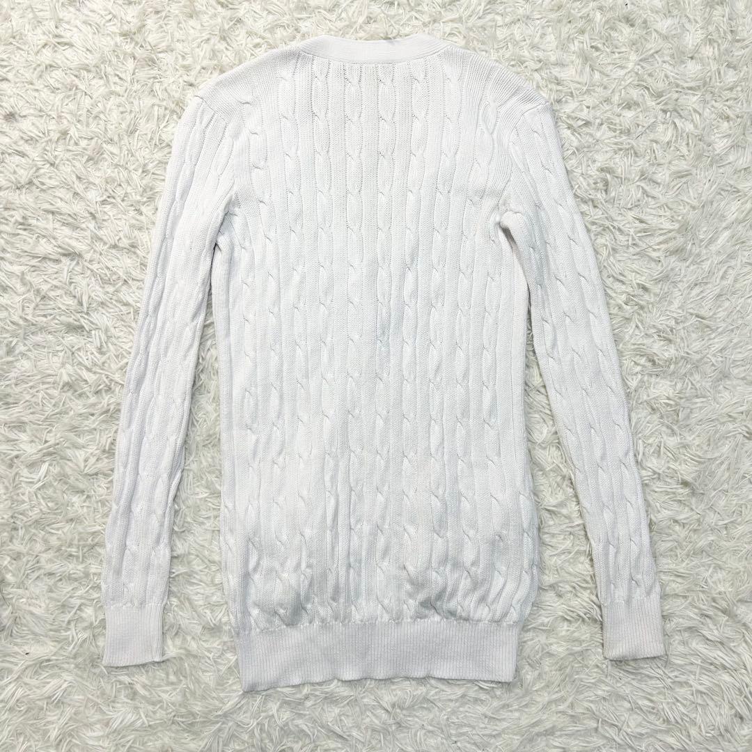 極美品 ポロ ラルフローレン ケーブルニット カーディガン 白 ネイビー XS