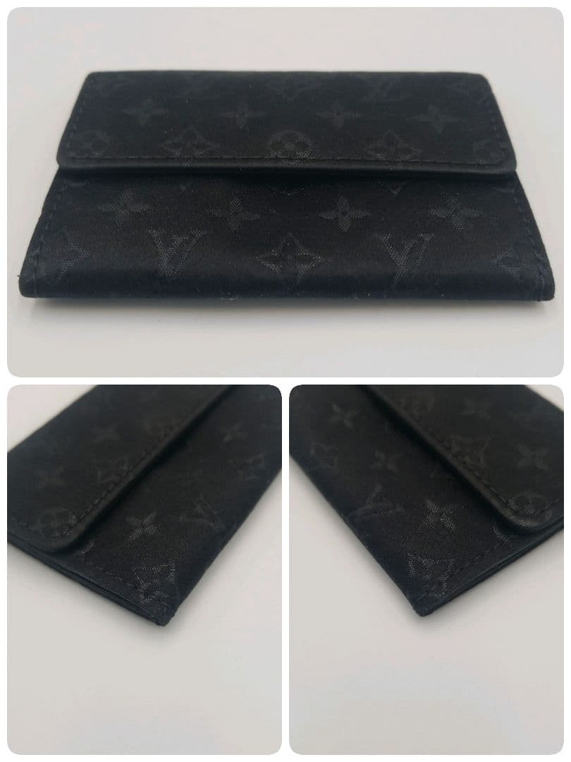 【美品】ルイヴィトン　LOUISVUITTON　モノグラムサテン　名刺入れ　黒