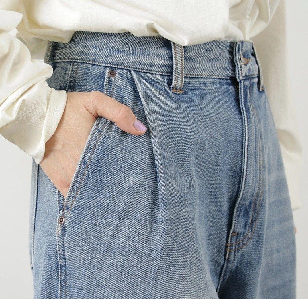YENNイェンカーブシームデニムパンツ36ブルー